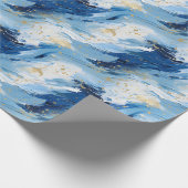 Blauw & Goud Abstracte Schildering Cadeaupapier (Hoek)
