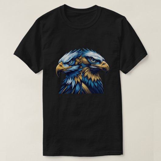 Blauw & Goud Adelaarskop – Premium Moderne Vector T-shirt (Design voorkant)