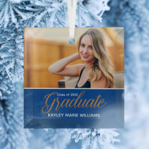 Blauw Goud Afstudeerfoto Chique Kerstmis Afstudere