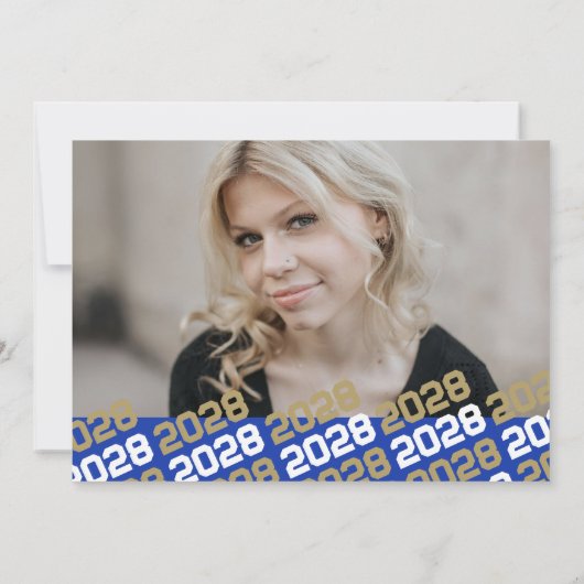 Blauw & Goud Afstuderen 2 Foto Dank u Kaart (Achterkant)