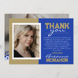 Blauw & Goud Afstuderen 2 Foto Dank u Kaart