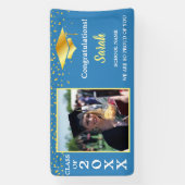 Blauw & Goud Afstuderen aangepaste Fotoklasse van  Spandoek (Verticaal)