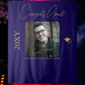 Blauw Goud Afstuderen Afstuderen Party Foto Achter Wandkleed