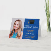 Blauw Goud Afstuderen Foto 2025 Classic Afstuderen Bedankkaart (Voorkant)