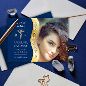 Blauw | Goud Afstuderen Golf Caduceus RN Nursing A Aankondiging