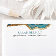 Blauw Goud Agaat Bar of Bat Mitzvah Retouradres