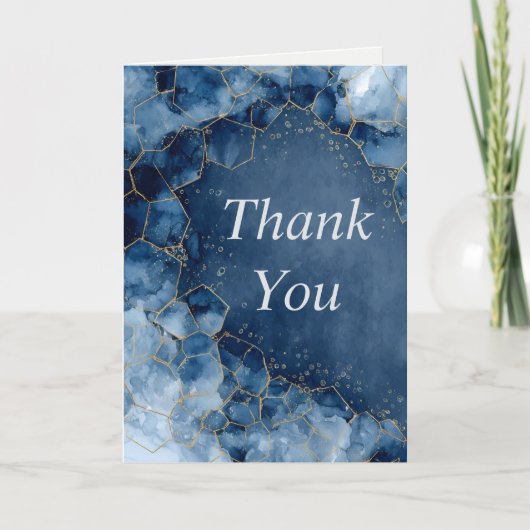 Blauw & Goud Agaat Dank u kaart (Voorkant)