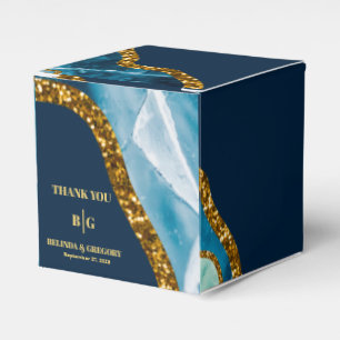 Blauw & Goud Agaat Geode Glitter Bruiloft Bedankdoosjes