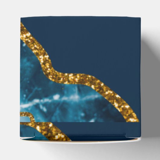 Blauw & Goud Agaat Geode Glitter Bruiloft Bedankdoosjes (Bovenkant)