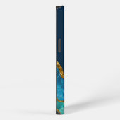 Blauw & Goud Agaat Geode Initialen   iPhone Hoesje (Rechterkant)