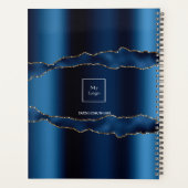 Blauw goud agaat marmeren naam bedrijf logo 2026 planner (Achterkant)