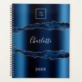 Blauw goud agaat marmeren naam bedrijf logo 2026 planner (Voorkant)