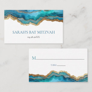 Blauw Goud Agate Bar Mitswa Plaatskaart Plaatskaartje