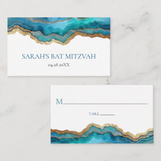 Blauw Goud Agate Bar Mitswa Plaatskaart Plaatskaartje