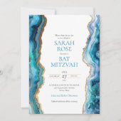 Blauw Goud Agate Bar of Bat Mitzvah Kaart (Voorkant)