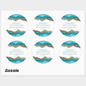 Blauw Goud Agate Bar of Bat Mitzvah Ronde Sticker (Vel)