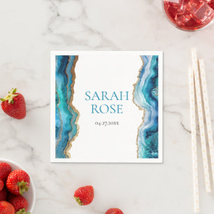 Blauw Goud Agate Bar of Bat Mitzvah Servet