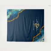 Blauw Goud Agate Geode Trouw Achtergrond Banner  Wandkleed (Voorkant (horizontaal))