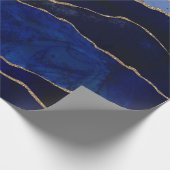 Blauw & Goud Agate Modern Glam Minimaal Bruiloft Cadeaupapier (Hoek)
