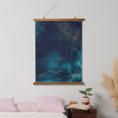 Blauw Goud Alcohol Ink Art Deep Blue Ocean Hangend Wandkleed (Slaapkamer)