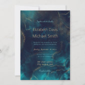 Blauw Goud Alcohol Ink Art Deep Blue Zee Kaart (Voorkant)