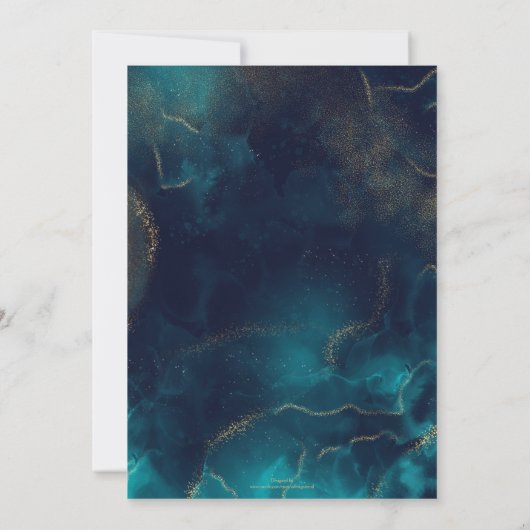 Blauw Goud Alcohol Ink Art Deep Blue Zee Kaart (Achterkant)