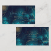Blauw Goud Alcohol Ink Art Deep Blue Zee Visitekaartje (Voorkant / Achterkant)