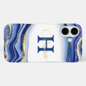 Blauw Goud Alcohol Inkt Monogram Naam Initiaal Case-Mate iPhone Case (Achterkant (horizontaal))