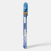 Blauw Goud Alcohol Inkt Waterverf Monogram Initial Case-Mate iPhone Case (Achterkant / Rechts)
