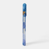 Blauw Goud Alcohol Inkt Waterverf Monogram Initial iPhone 16 Hoesje (Rechterkant)
