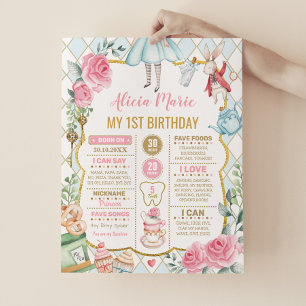 Blauw Goud Alice in Wonderland Verjaardag Mijlpaal Poster