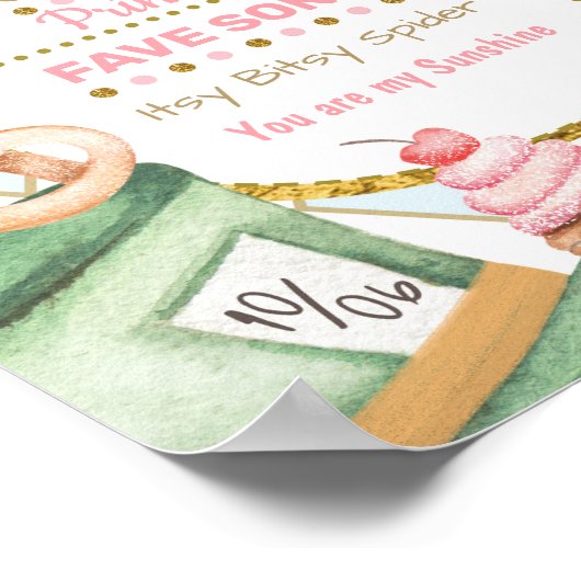 Blauw Goud Alice in Wonderland Verjaardagsmijlpaal Poster (Hoek)