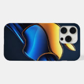 Blauw Goud Appelsymbool Met Stromend Abstract Deta iPhone Hoesje (Achterkant horizontaal)