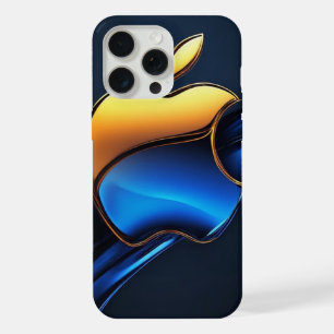 Blauw Goud Appelsymbool Met Stromend Abstract Deta iPhone 15 Pro Max Case
