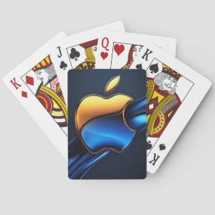 Blauw Goud Appelsymbool Met Stromend Abstract Deta Pokerkaarten