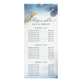 Blauw Goud Aquarel Bladeren Zakelijk Menu (Voorkant)