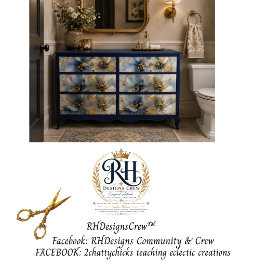 Blauw Goud Aquarel Bloemendruk La Decoupage Inpakpapier Vel
