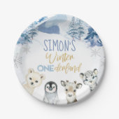 Blauw Goud Arctische Winter Nederland Verjaardag Papieren Bordje (Voorkant)