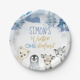 Blauw Goud Arctische Winter Nederland Verjaardag Papieren Bordje