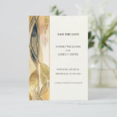 Blauw Goud Art Nouveau Save The Date (Staand voorkant)