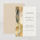 Blauw Goud Art Nouveau Save The Date (Voorkant / Achterkant)