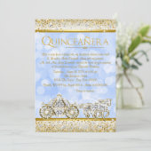 Blauw Goud Assepoester Prinses Quinceanera Kaart (Staand voorkant)