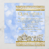 Blauw Goud Assepoester Prinses Quinceanera Kaart (Voorkant / Achterkant)