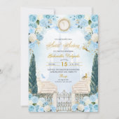 Blauw & Goud Assepoester Prinses Zoet Zestien Kaart (Voorkant)