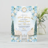 Blauw & Goud Assepoester Prinses Zoet Zestien Kaart (Staand voorkant)