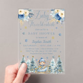 Blauw Goud Baby Het is Koud Buiten Baby shower Acryl Uitnodigingen (Insitu (Draagbaar))