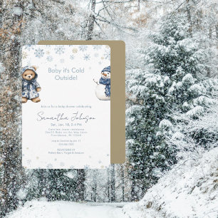 Blauw & Goud Baby Het is koud buiten Sneeuw Baby Kaart