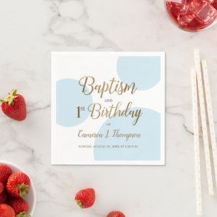 Blauw Goud Baby Jongen Doop 1e Verjaardag Custom Servet