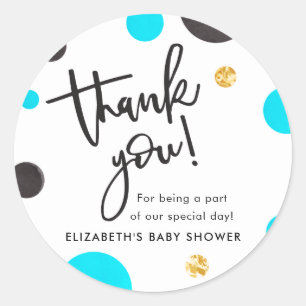 Blauw & Goud Baby shower Dank je Stickers - Jongen