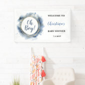 Blauw Goud Baby shower Oh jongen Welkom Spandoek (Insitu)